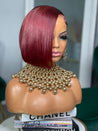 Short glueless pixie wig with highlights, adding warmth and dimension for African American hair.