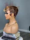 Glueless pixie wig with curls, adding bounce and volume for African American hair.