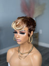 Glueless pixie wig with curls, adding bounce and volume for African American hair.
