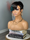 Glueless wavy pixie cut wig crafted for Black women, featuring soft, natural waves.