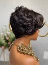 Glueless pixie cut wig with soft waves, creating an elegant yet playful look for Black women
