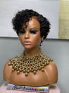 Glueless pixie wig with deep part, designed for a realistic scalp look for African American women.