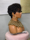Glueless pixie wig with deep part, designed for a realistic scalp look for African American women.