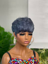 Glueless ombre pixie cut wig with a seamless color transition, perfect for a trendy Black woman.