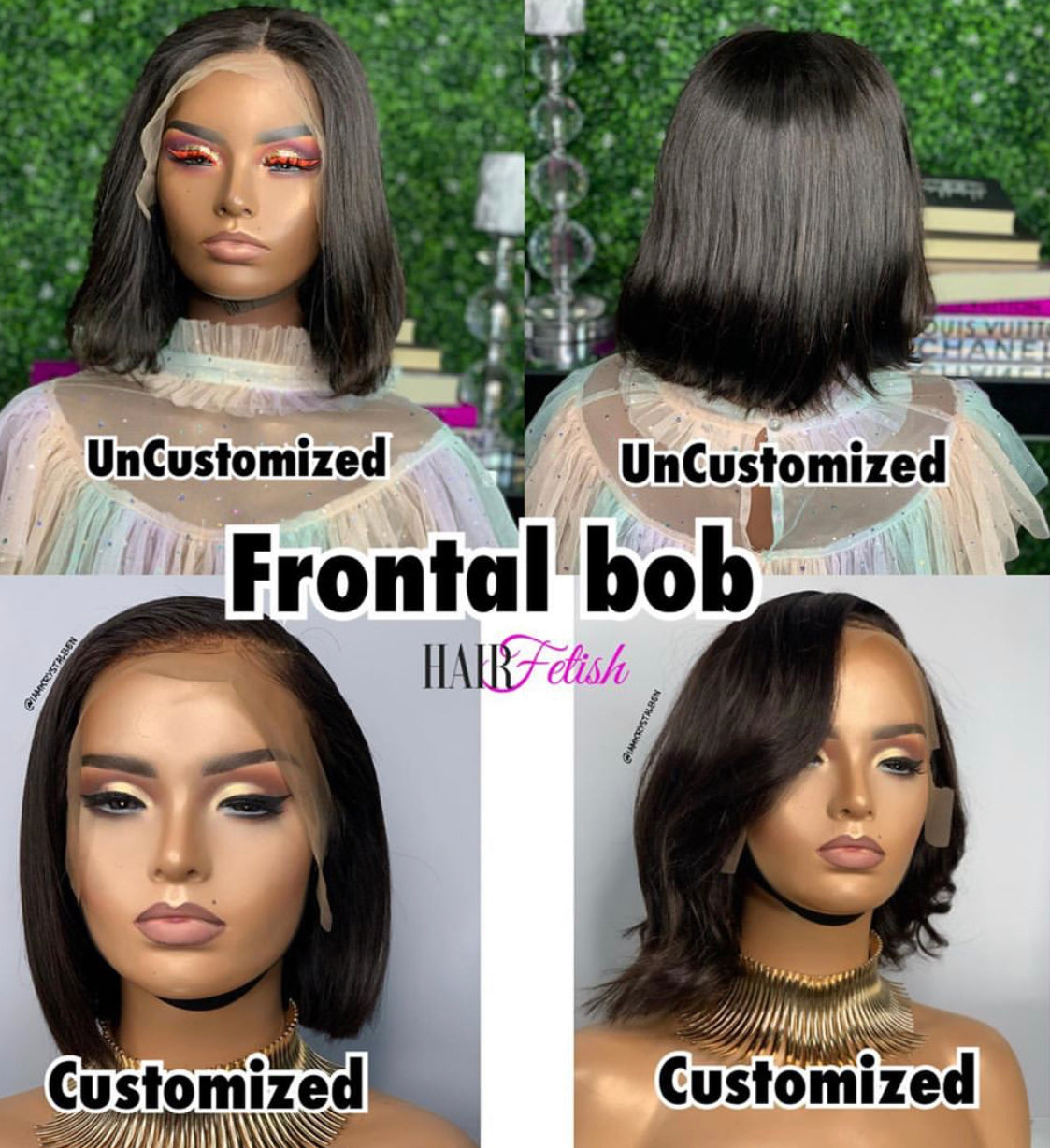 Customized  10 -inch frontal with two 8 inch bundles machine made wig