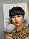 Glueless pixie wig with fringe, a stylish option for framing the face of African American women.