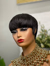 Glueless pixie wig with fringe, a stylish option for framing the face of African American women.