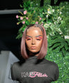 Custom-dyed ash blonde glueless bob wig for a trendy, high-fashion look